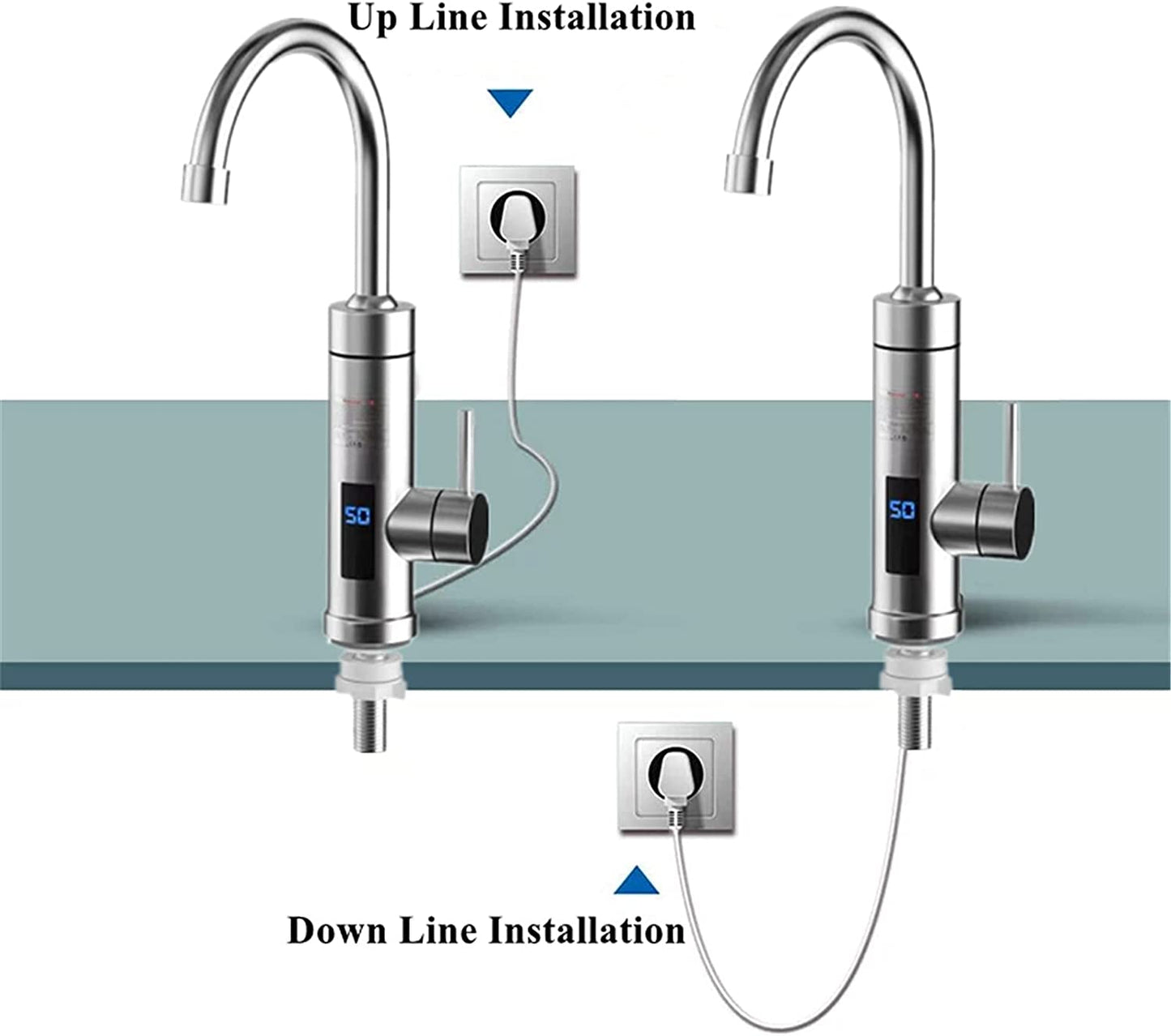 Electric Instant Heater Tap, Kitchen Sink Mixer Taps with LED Digital Display