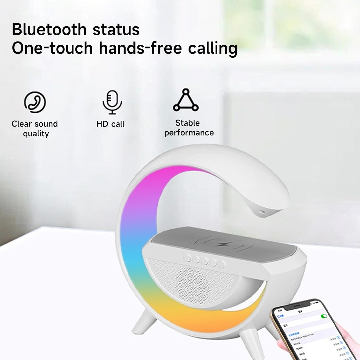 Bluetooth Speaker LED Wireless Charger Table Lamp Wireless Charger LED G Shape