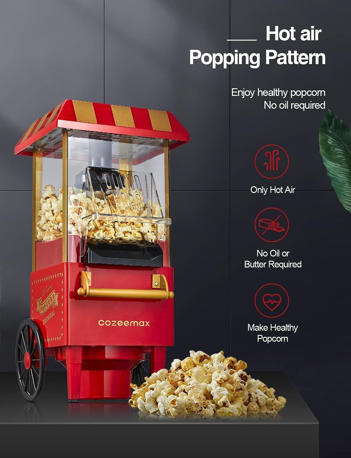 Popcorn Machine Home Small Electric Popcorn Maker Retro Machine For Kids Popcorn Maker