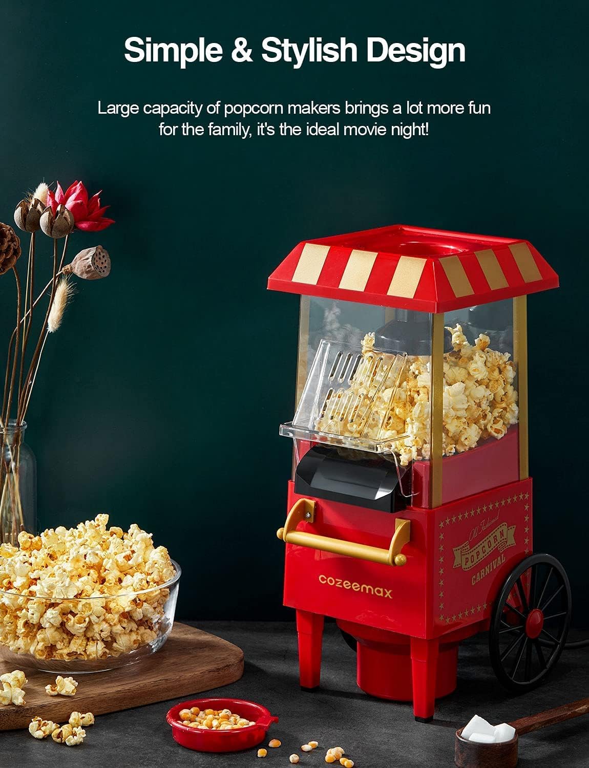 Popcorn Machine Home Small Electric Popcorn Maker Retro Machine For Kids Popcorn Maker