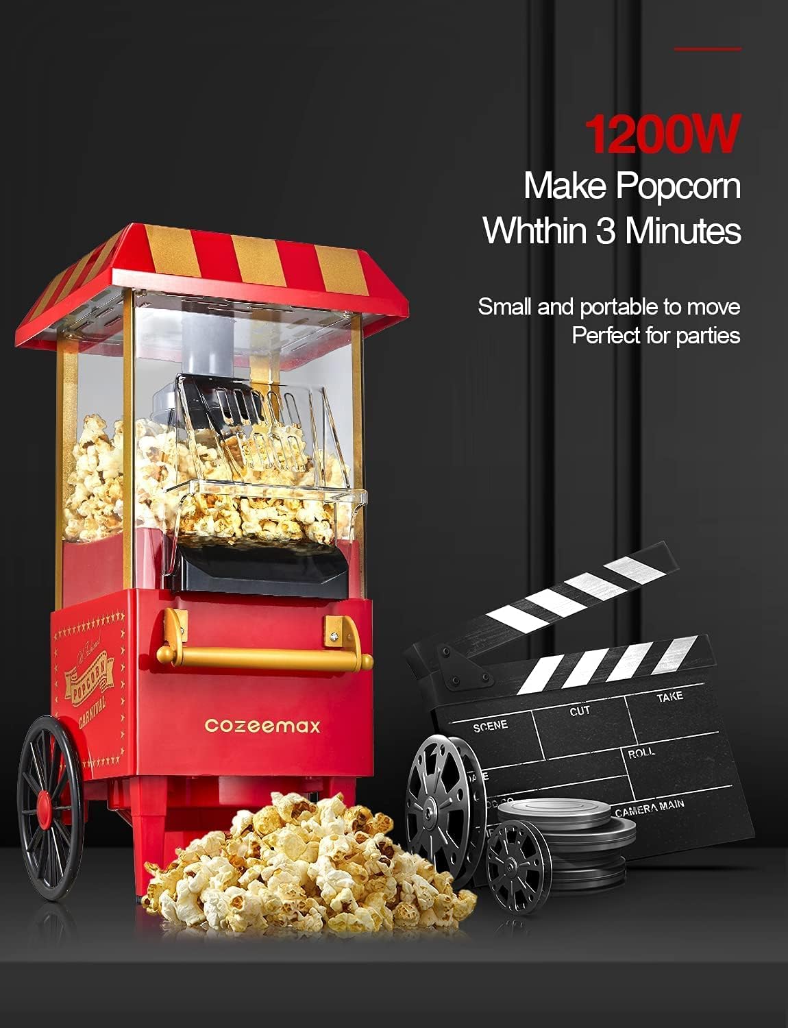 Popcorn Machine Home Small Electric Popcorn Maker Retro Machine For Kids Popcorn Maker