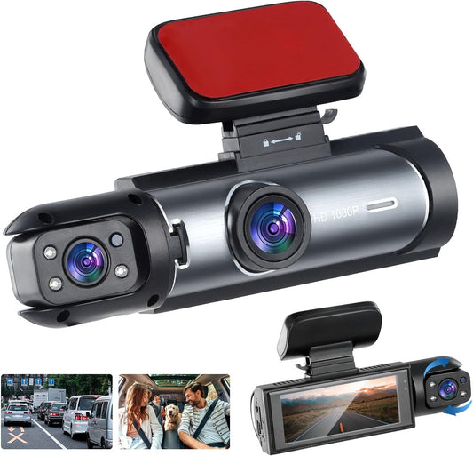 Dash Cam Front and Inside Car Camera, 1080P Full HD Dash Camera for Cars