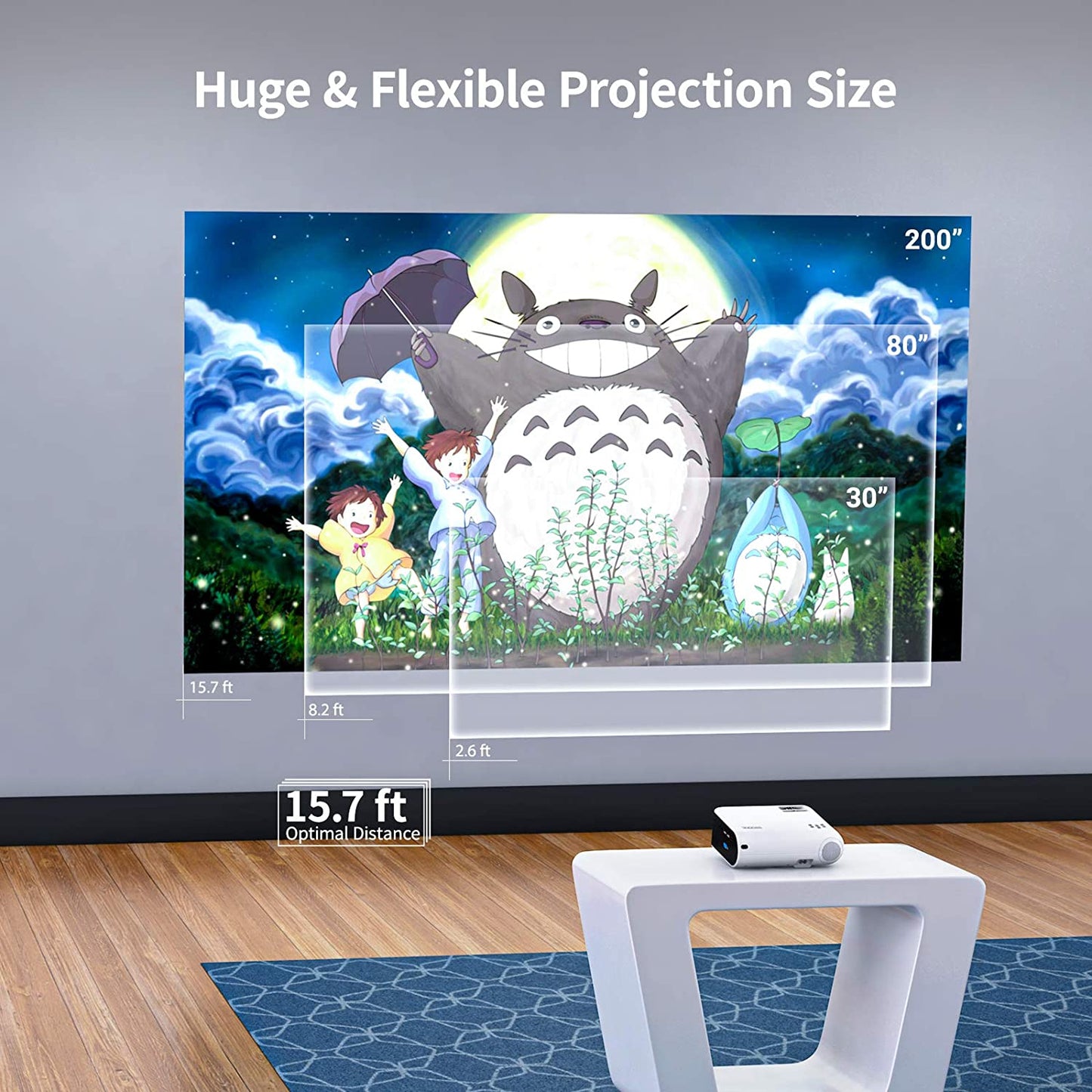 12000Lumens Portable HD LED Projector 1080P Home Theater Multi-Functional Smart