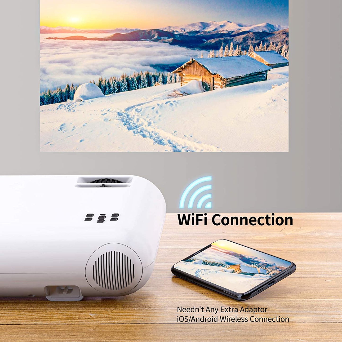 12000Lumens Portable HD LED Projector 1080P Home Theater Multi-Functional Smart