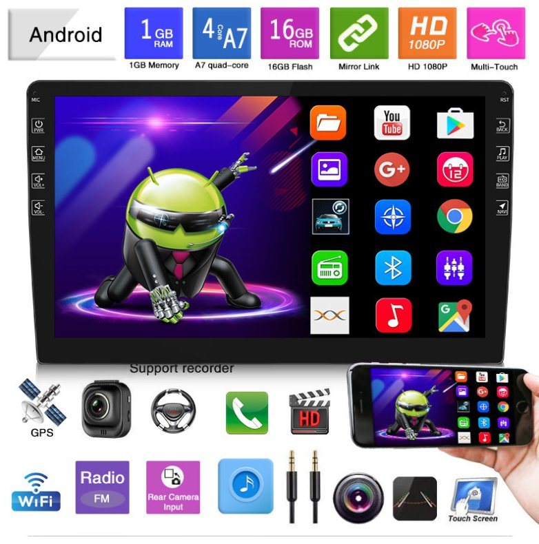 9INCH Car Stereo Radio 1GB 32Gb Touch Screen Bluetooth GPS CARPLAY ANDROID Rear Camera