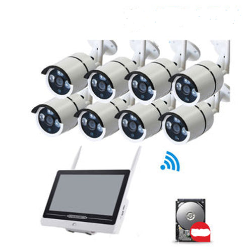 Security Camera System Wireless Outdoor WiFi 12'' LCD Monitor 4/8 CCTV Camera 1TB