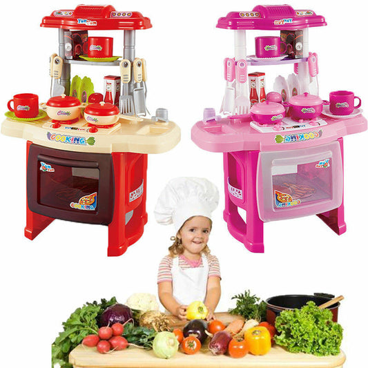 Electronic Children Kids Kitchen Cooking Toy Portable Girls Cooker Play Set Gift