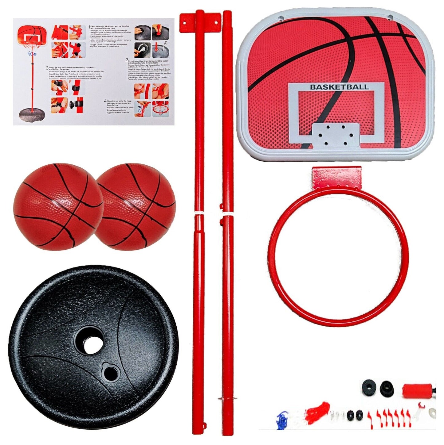 Free Stand Portable Max 1.5m Adjustable BASKETBALL Hoop Goal Adjustable Height