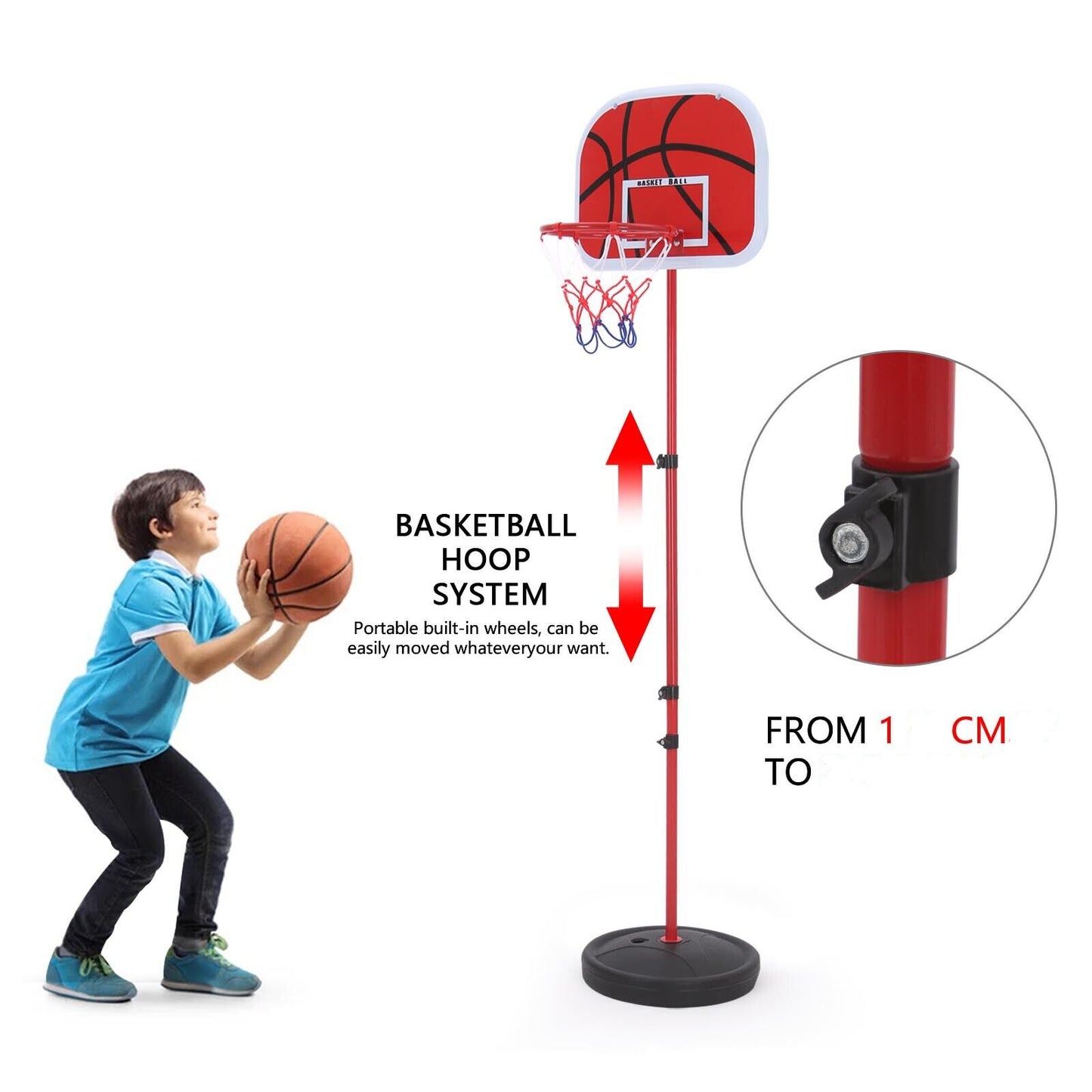 Free Stand Portable Max 1.5m Adjustable BASKETBALL Hoop Goal Adjustable Height