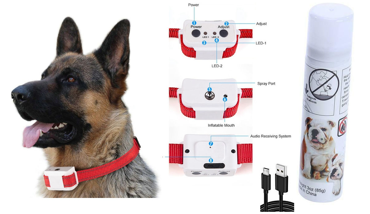 Rechargeable Dog Collar Anti Bark Pet Training Stop Barking Citronella Spray