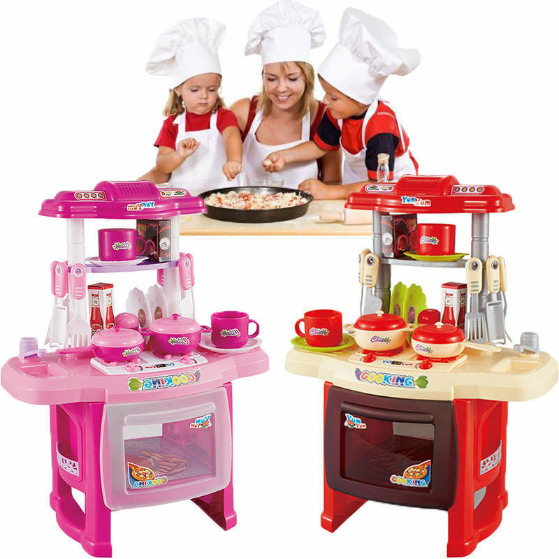 Electronic Children Kids Kitchen Cooking Toy Portable Girls Cooker Play Set Gift