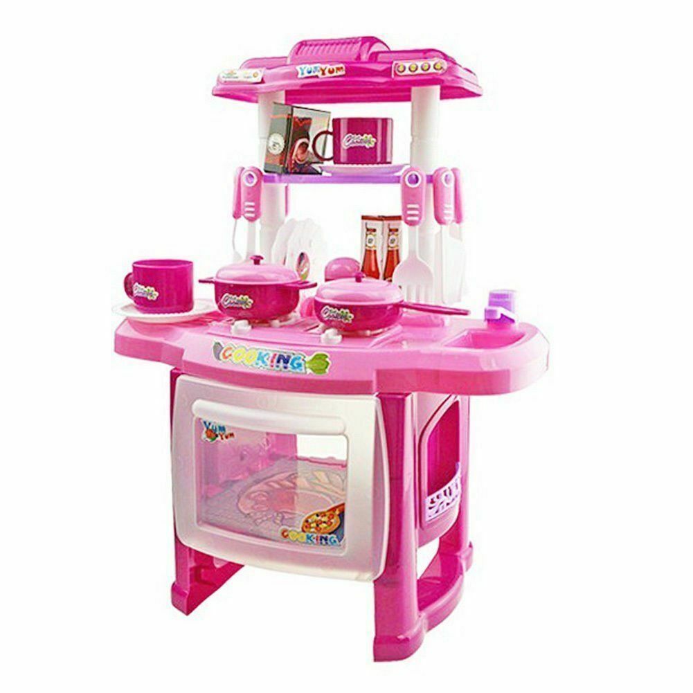 Electronic Children Kids Kitchen Cooking Toy Portable Girls Cooker Play Set Gift