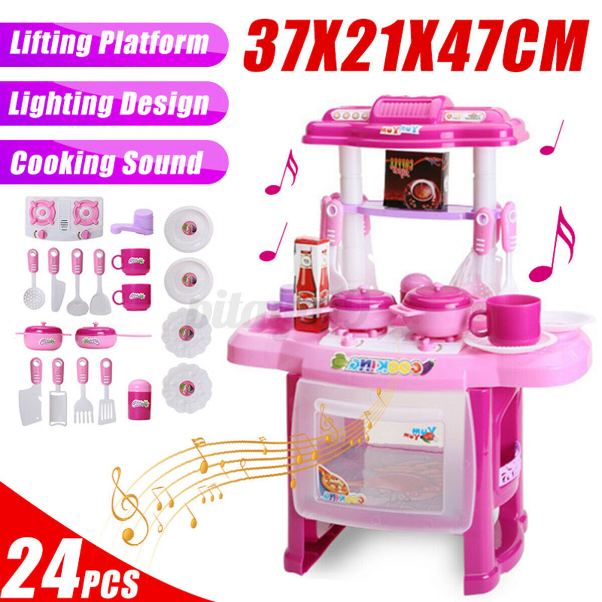 Electronic Children Kids Kitchen Cooking Toy Portable Girls Cooker Play Set Gift