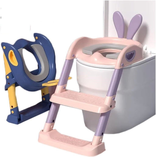 Children Toilet Seat & Ladder Toddler Training Step Up Down Stool Easy Fold Kids