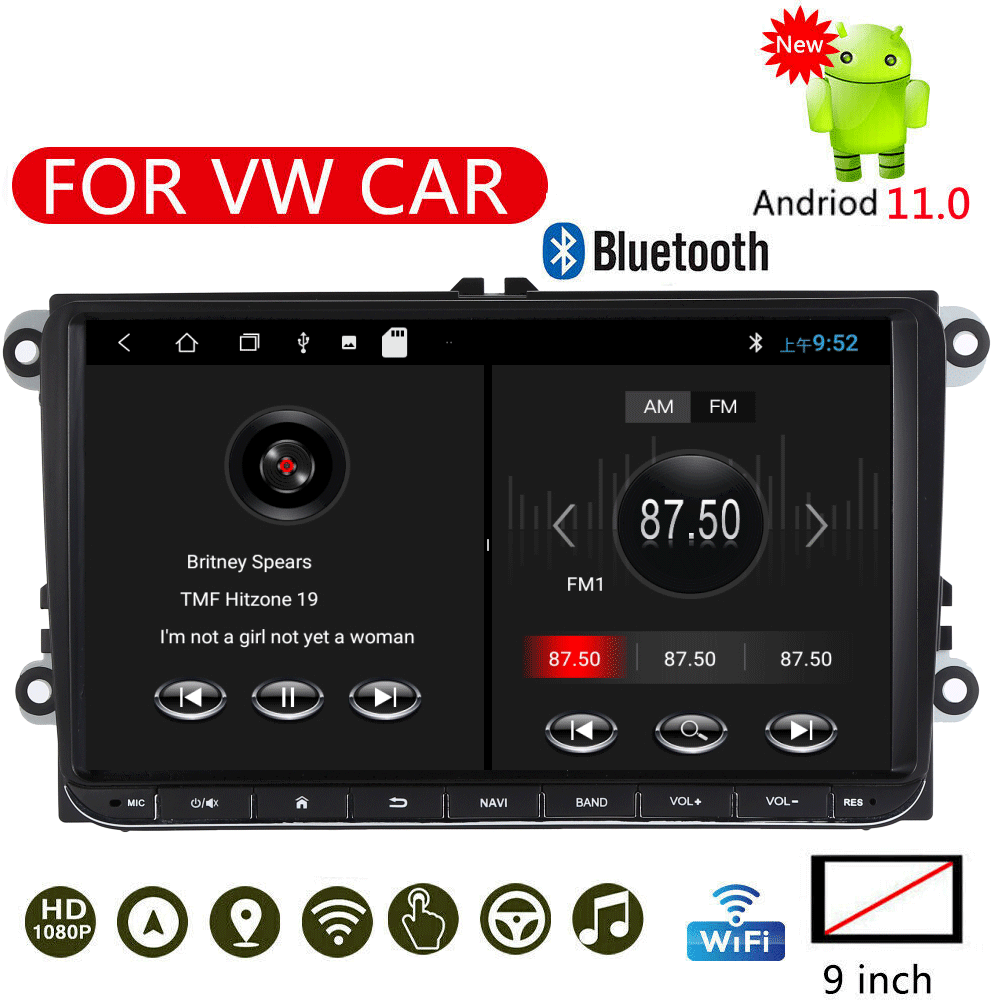 9" Android 12 Car Radio Stereo 1Gb 32Gb For VW Golf MK5 Polo Passat GPS NAVI BT CARPLAY