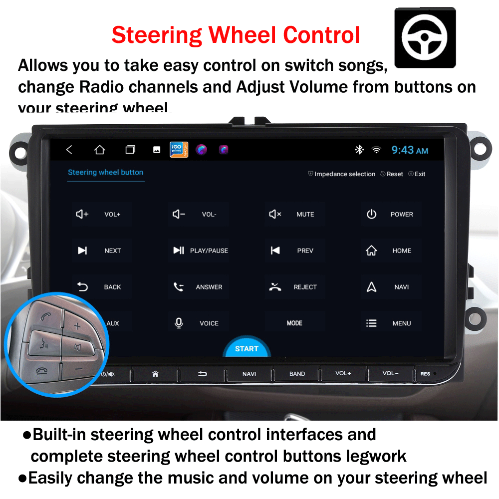 9" Android 12 Car Radio Stereo 1Gb 32Gb For VW Golf MK5 Polo Passat GPS NAVI BT CARPLAY