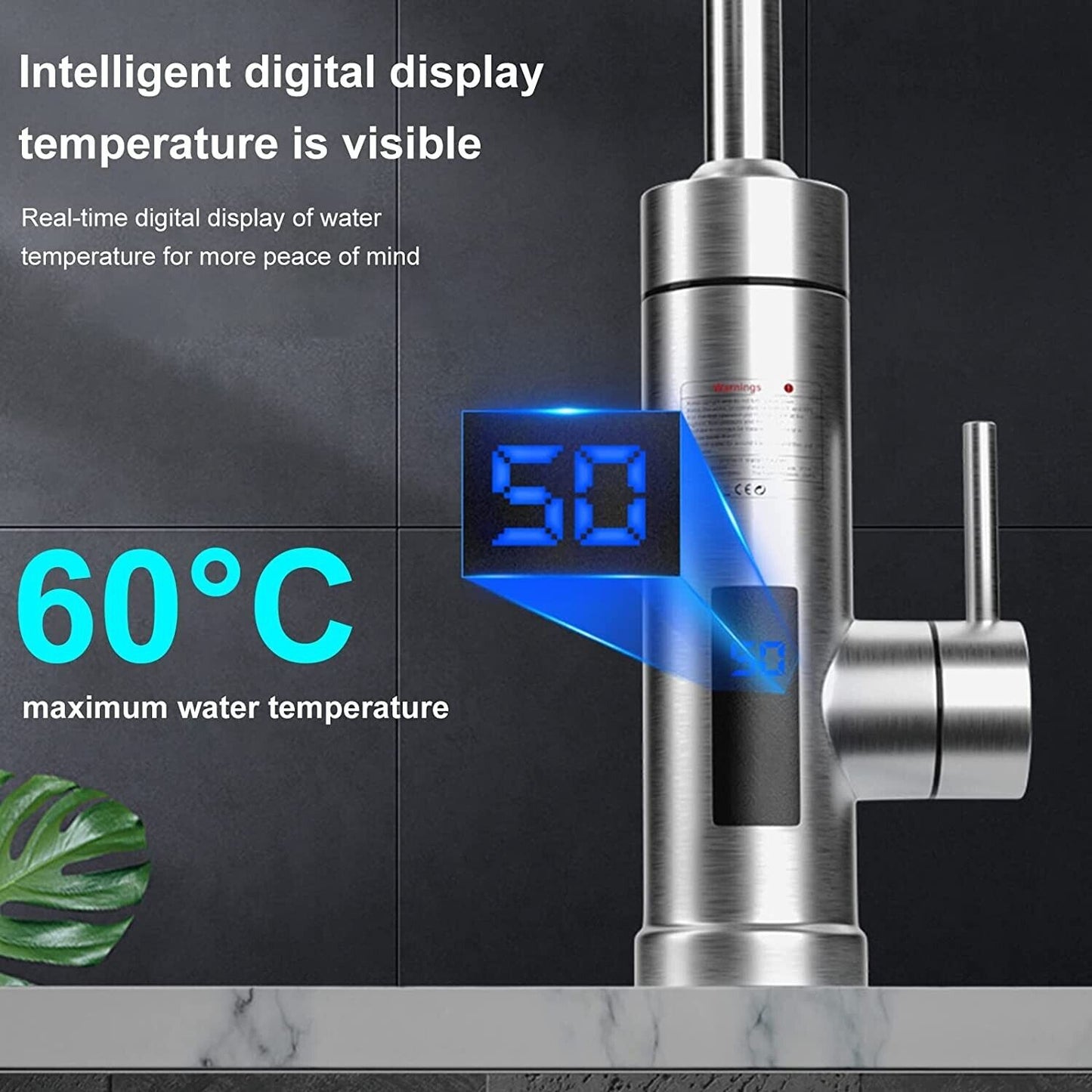 Electric Instant Heater Tap, Kitchen Sink Mixer Taps with LED Digital Display