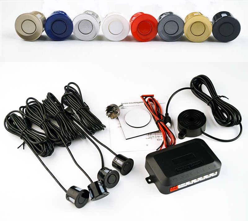 Car Parking Sensor 4 LED Kit Rear Reverse Sensors New With Buzzer