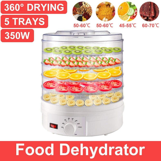 350W Electric Food Dehydrator Fruit Meat Beef Dryer Veg Preserver Machine 5 Tray