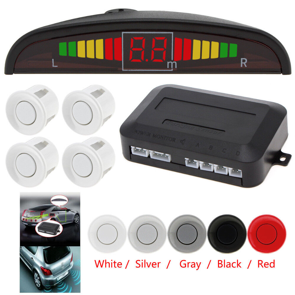 Car Parking Sensor 4 LED Kit Rear Reverse Sensors New