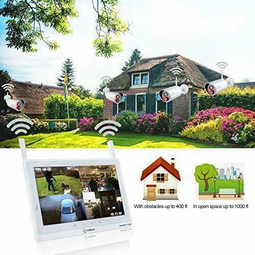 Security Camera System Wireless Outdoor WiFi 12'' LCD Monitor 4/8 CCTV Camera 1TB