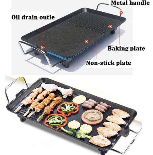 Electric Teppanyaki Table Top Grill Griddle BBQ Hot Plate Barbecue L Size