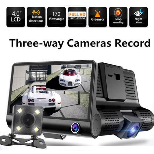 4” Dual Lens 1080P HD Car DVR Rear view Video Dash Cam Recorder Camera G-sensor