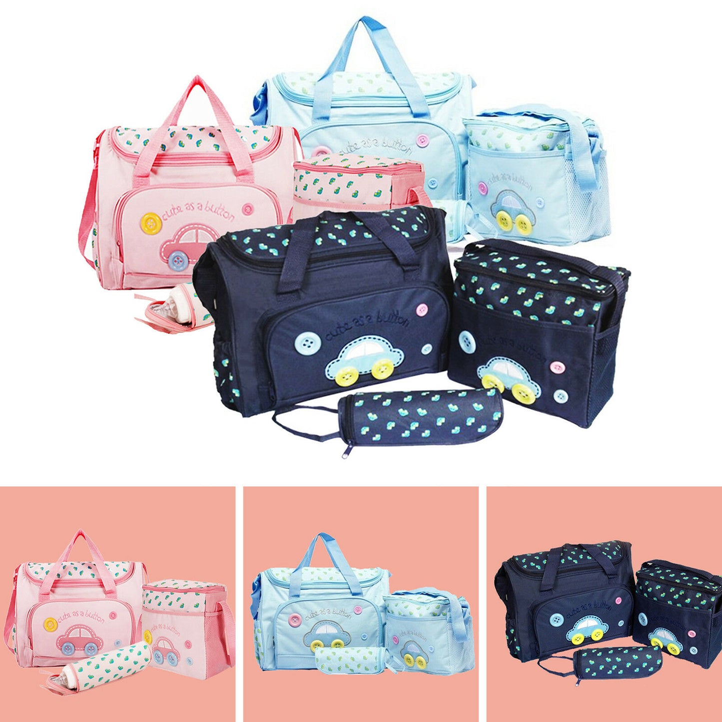 Baby Diaper Changing Bag 4Pcs Maternity Wipe Clean Mat Shoulder Messenger Pad