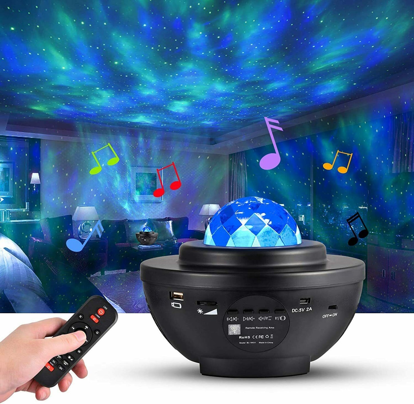 LED Galaxy Ocean Wave Star Projector Night Light Bluetooth Music Speaker Party