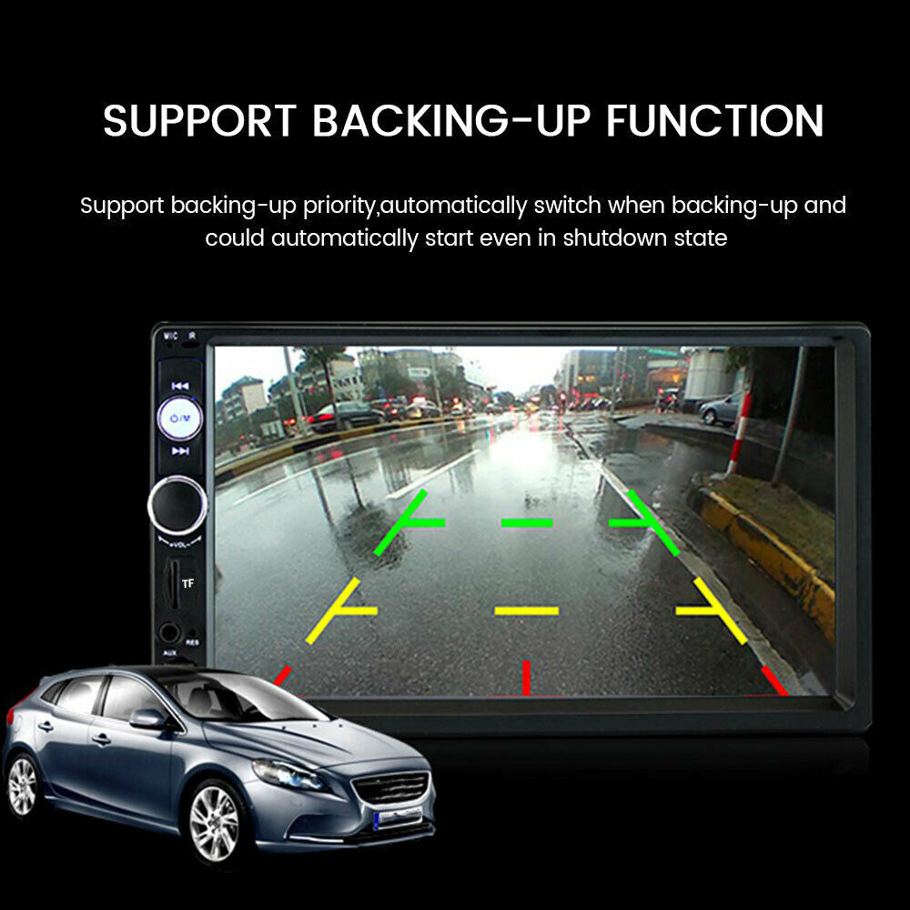 7'' Bluetooth Car Van FM Radio Stereo 2DIN Aux 2 Din Rear View Camera Remote