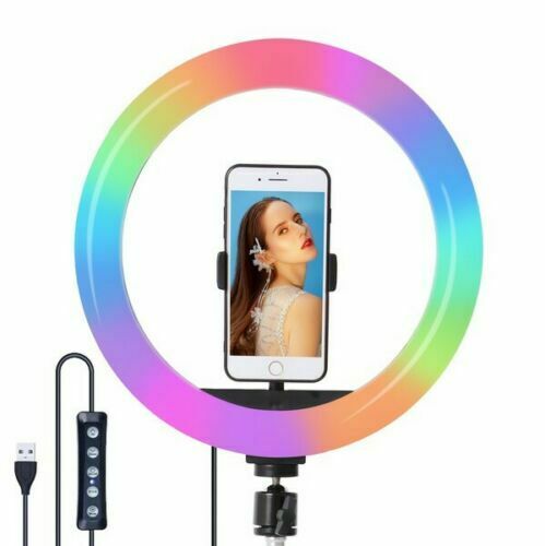 10" LED RGB Ring Light Dimmable Lighting Kit Phone Selfie Tripod Makeup Youtube