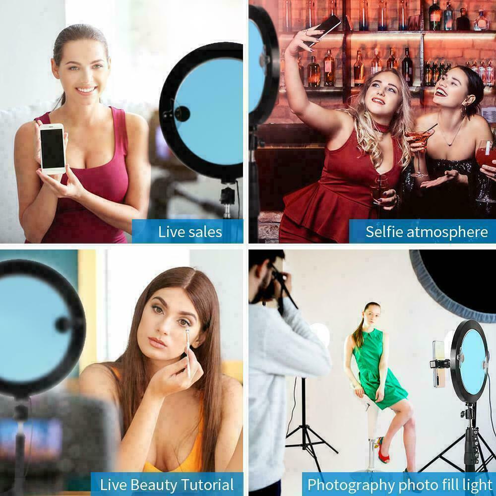 10" LED RGB Ring Light Dimmable Lighting Kit Phone Selfie Tripod Makeup Youtube