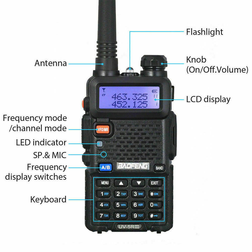 BAOFENG UV-5R Dual-Band Walkie Talkie Long Range FM Two Way Radio + Headsets