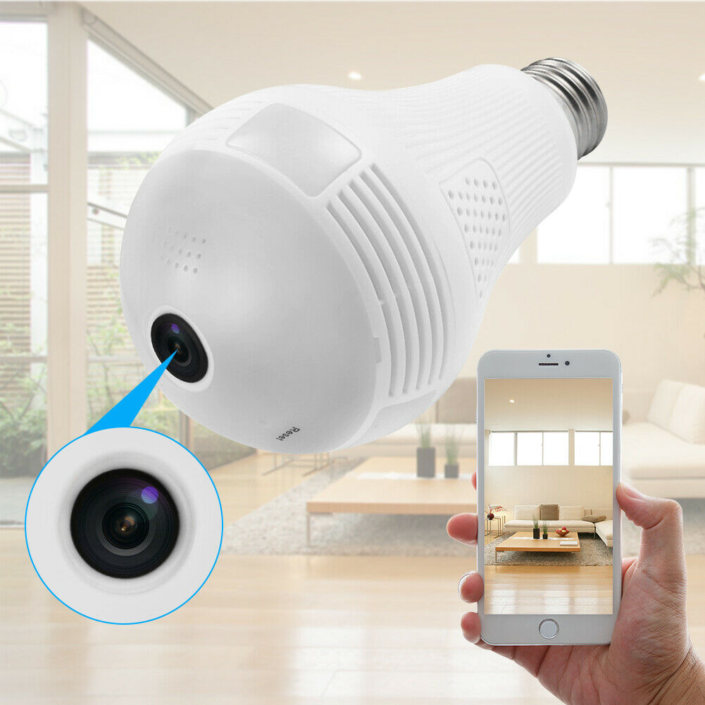 360°HD Wifi Bulb Hidden IP Camera LED Panoramic Home Security Spy Cam Light CCTV