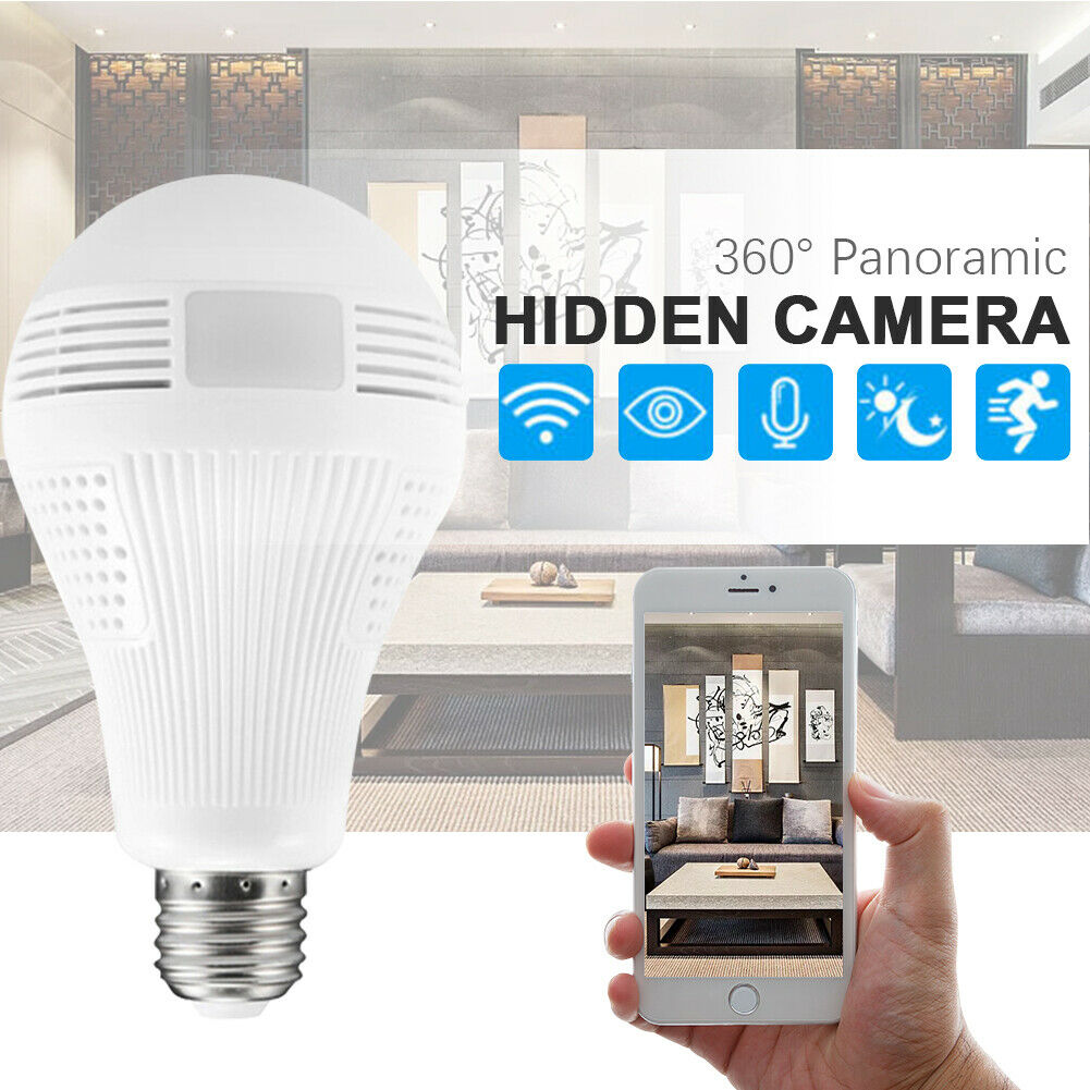 360°HD Wifi Bulb Hidden IP Camera LED Panoramic Home Security Spy Cam Light CCTV