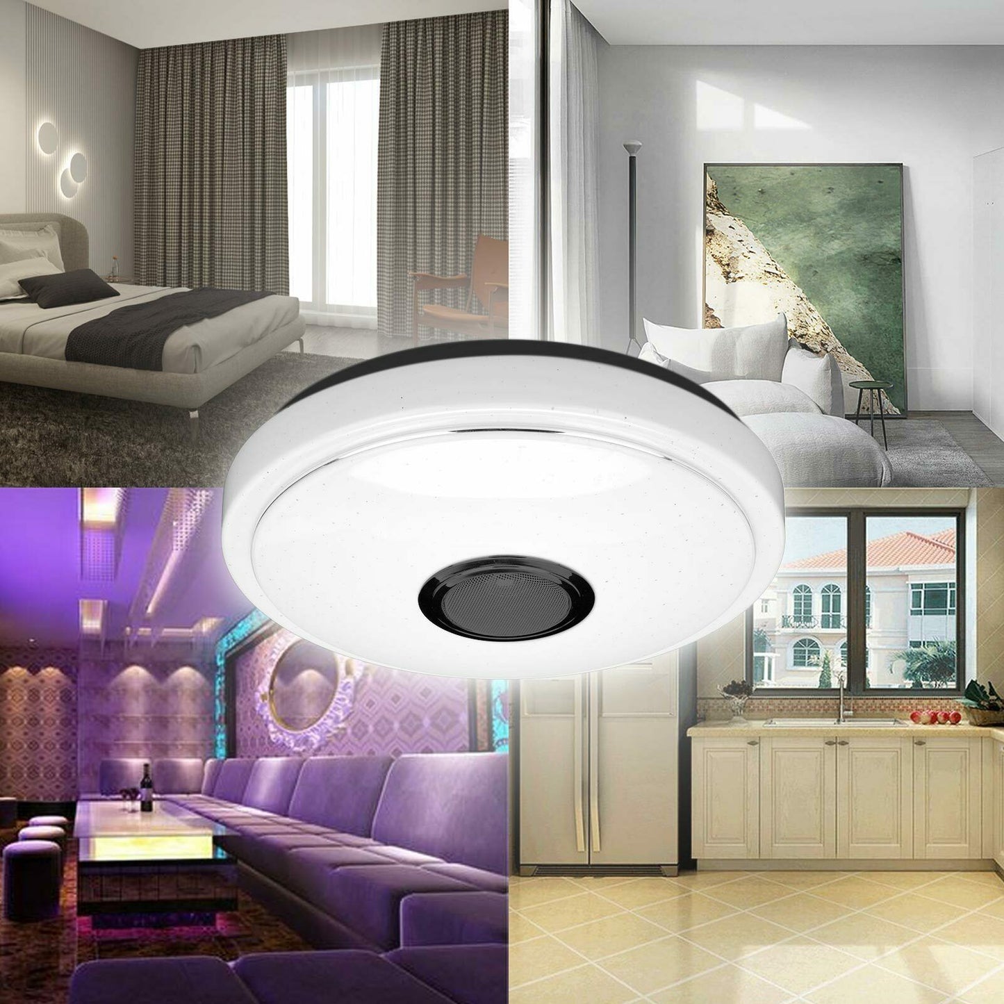 60W LED Full Color Ceiling Light RGB Dimmable Bluetooth Music Speaker APP Remote