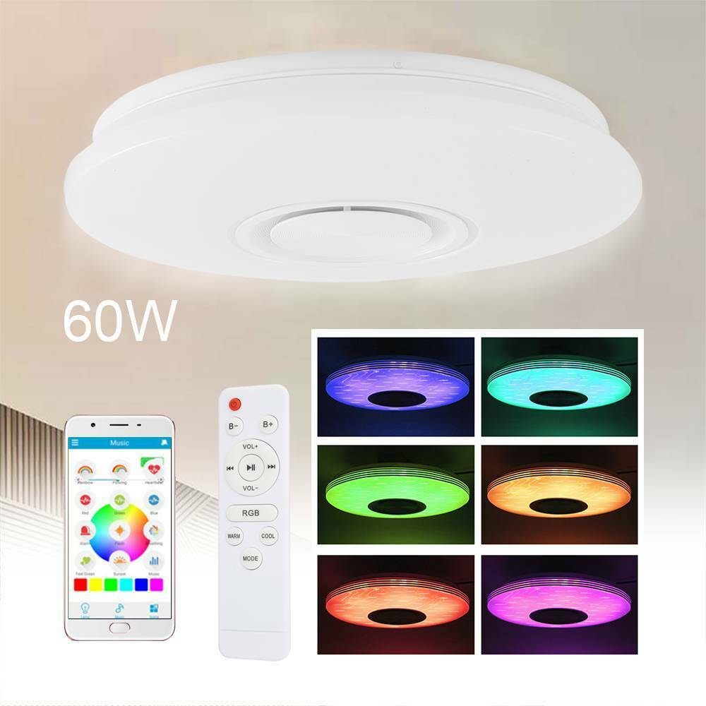 60W LED Full Color Ceiling Light RGB Dimmable Bluetooth Music Speaker APP Remote