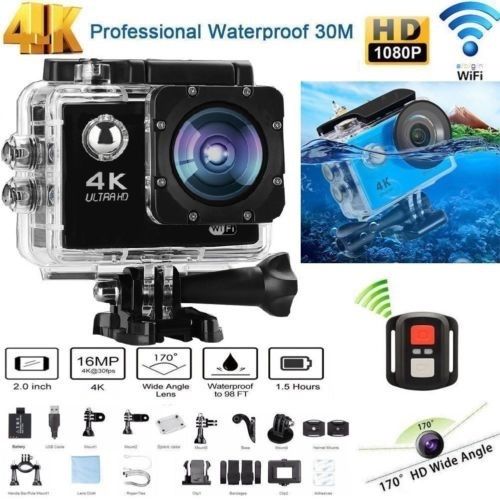 4K Sport Camera Ultra HD 1080P Sports WiFi Cam Action Camera DV Video Recorder with Remote controller