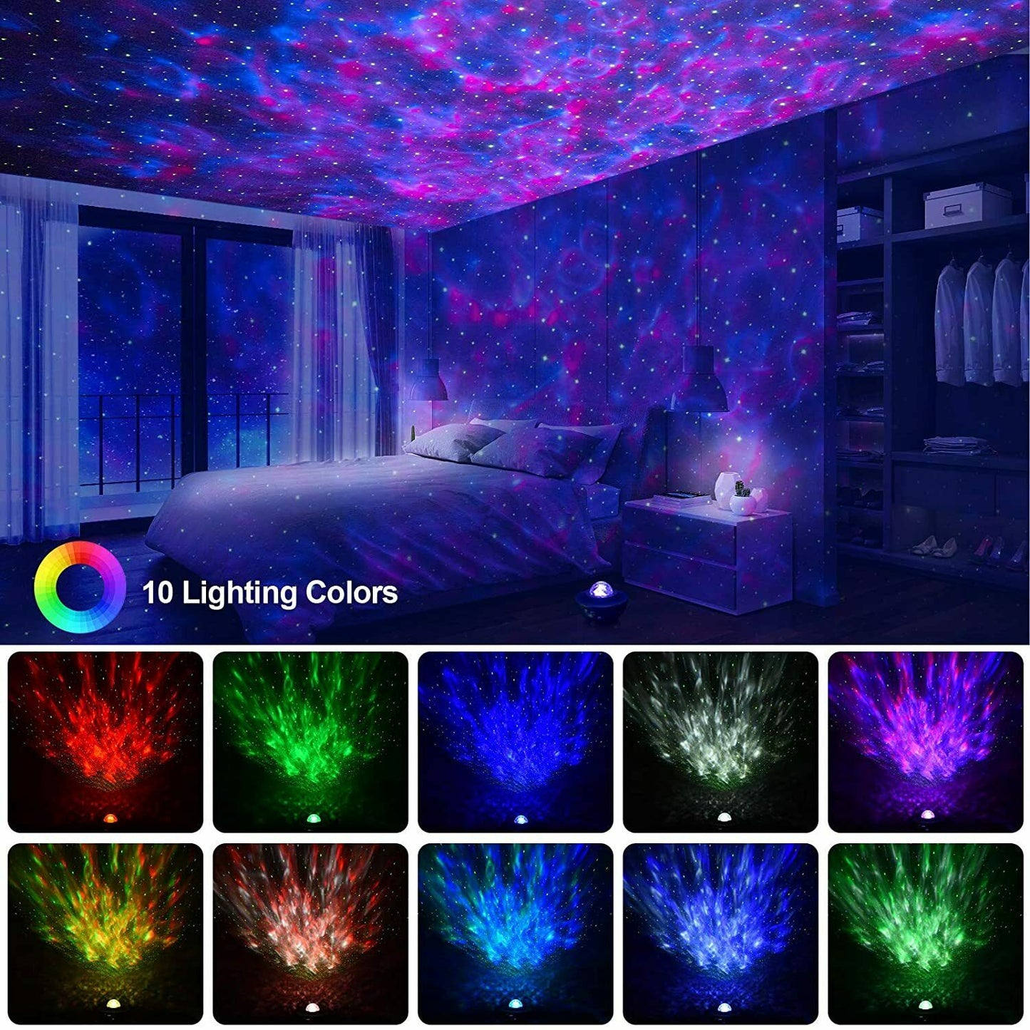 LED Galaxy Ocean Wave Star Projector Night Light Bluetooth Music Speaker Party