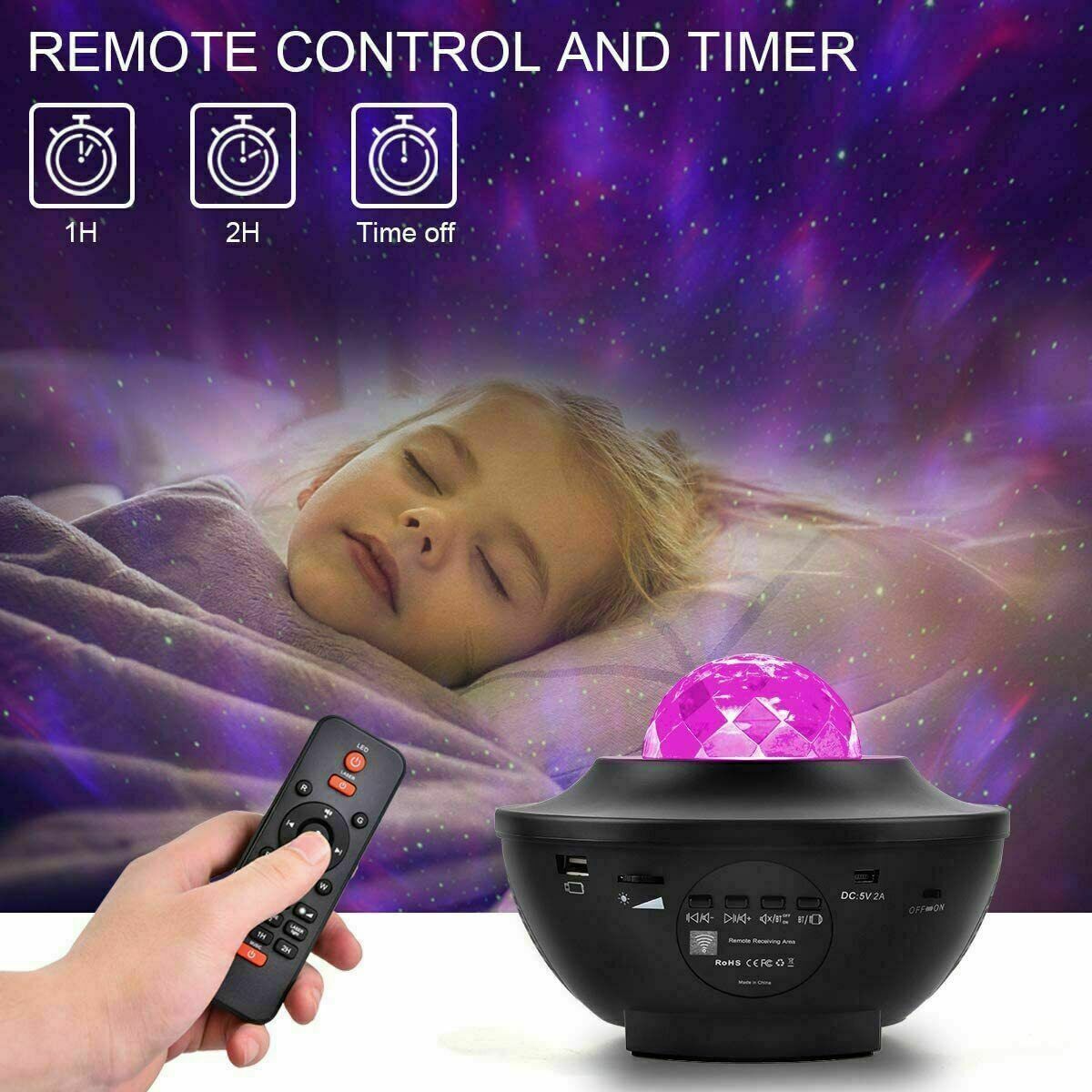 LED Galaxy Ocean Wave Star Projector Night Light Bluetooth Music Speaker Party