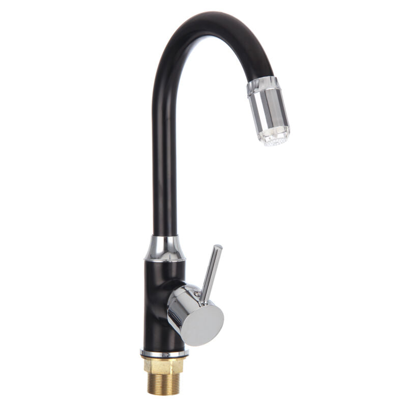 LED Kitchen Sink Mixer Taps Swivel Spout Pull Out Basin Tap Black Chrome Faucet