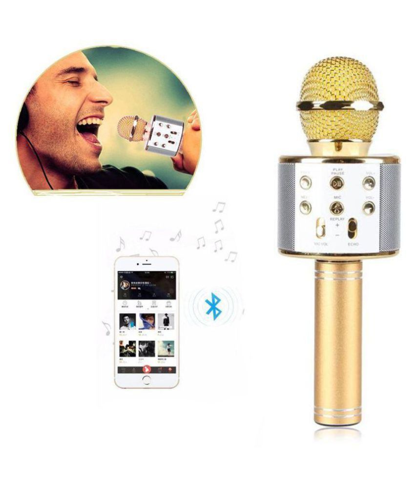 Portable Wireless Bluetooth 4.0 Hand Held Karaoke Microphone Speaker Player