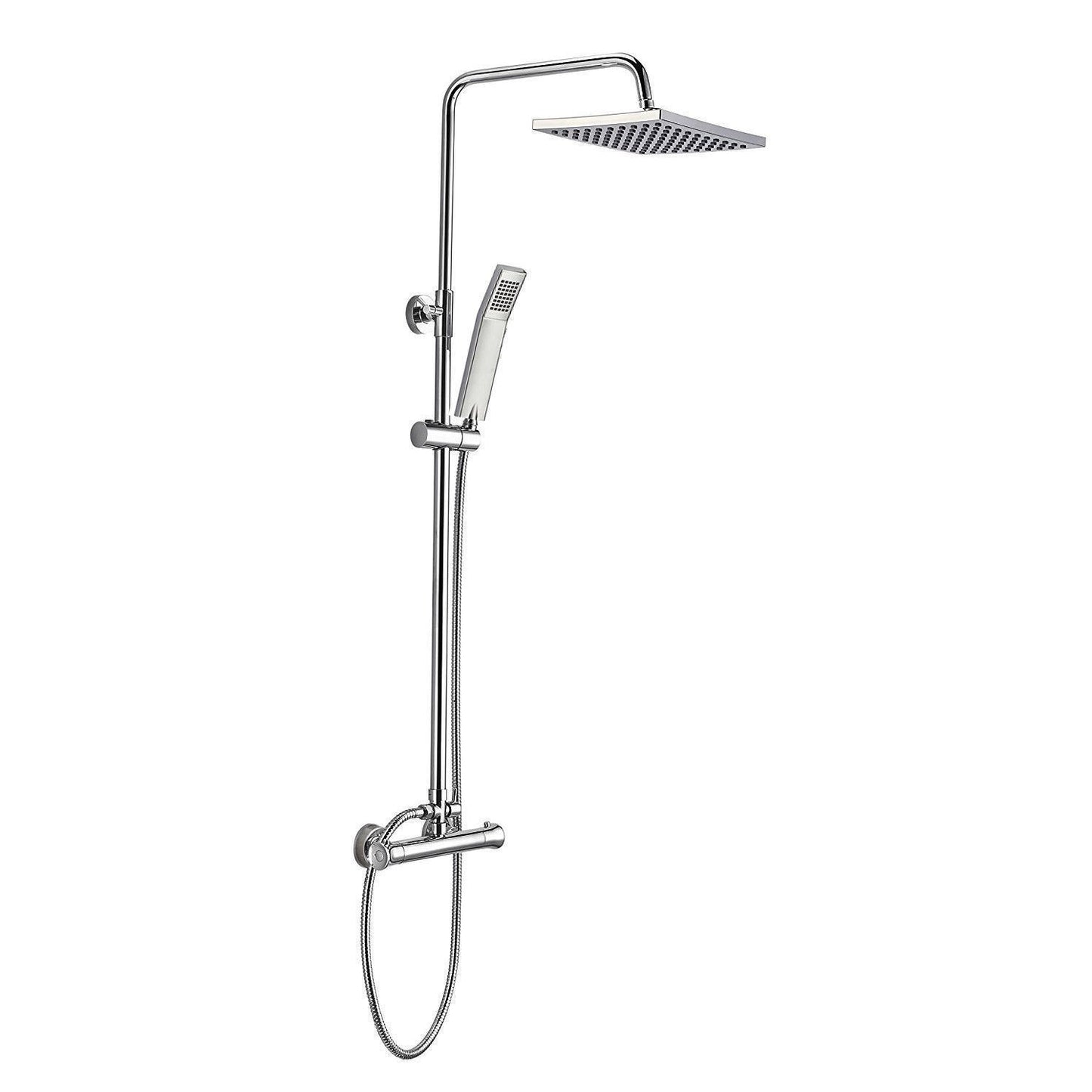 Bathroom Mixer Shower Set Twin Head Round Square Chrome Thermostatic Valve