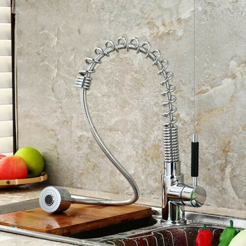 Mixer Kitchen Tap Swivel Pull Out Spray Taps Sink Mixing Spring Neck Chrome