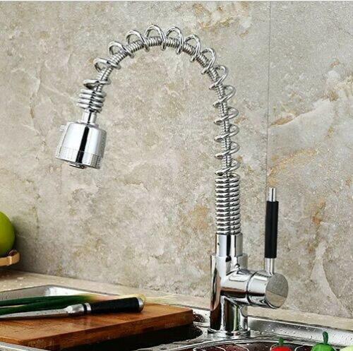 Mixer Kitchen Tap Swivel Pull Out Spray Taps Sink Mixing Spring Neck Chrome